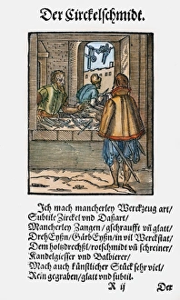 TOOLMAKER'S SHOP, 1568. Woodcut, 1568, by Jost Amman TOOLMAKER'S SHOP, 1568. Woodcut, 1568, by Jost Amman