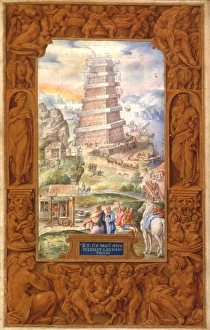 TOWER OF BABEL, 1546. Italian ms. illumination, 1546 TOWER OF BABEL, 1546. Italian ms. illumination, 1546
