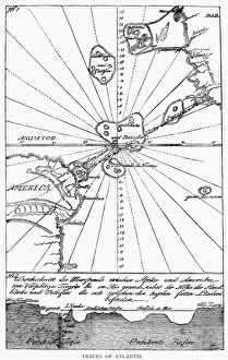 TRACES OF ATLANTIS. Traces of Atlantis midway between Africa and South America on a German map TRACES OF ATLANTIS. Traces of Atlantis midway between Africa and South America on a German map