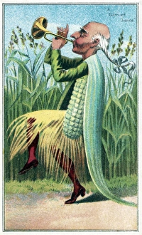 TRADE CARD, c1887. A Corn-et Dance. Trade card published by J.H. Bufford, c1887 TRADE CARD, c1887. A Corn-et Dance. Trade card published by J.H. Bufford, c1887