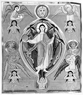 TREE OF LIFE. Christ the Saviour in the Tree of Life. Page from a Gospel book, German TREE OF LIFE. Christ the Saviour in the Tree of Life. Page from a Gospel book, German