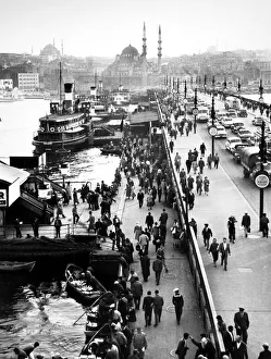 TURKEY: ISTANBUL, 1958. The Galata Bridge in Istanbul, Turkey. Photographed 1958 TURKEY: ISTANBUL, 1958. The Galata Bridge in Istanbul, Turkey. Photographed 1958