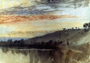 TURNER: PETWORTH LAKE. Petworth Lake at Sunset. Oil on canvas, c1829, by Joseph Mallord TURNER: PETWORTH LAKE. Petworth Lake at Sunset. Oil on canvas, c1829, by Joseph Mallord