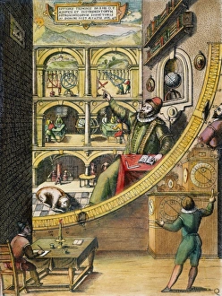 TYCHO BRAHE (1546-1601). Danish astronomer, surrounded by his instruments TYCHO BRAHE (1546-1601). Danish astronomer, surrounded by his instruments