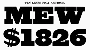 TYPOGRAPHY, 1825. Ten lines pica antique, a typeface from the catalog of Baker & Greele TYPOGRAPHY, 1825. Ten lines pica antique, a typeface from the catalog of Baker & Greele
