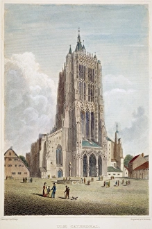 ULM CATHEDRAL, 19th C. View of the Cathedral at Ulm, Germany ULM CATHEDRAL, 19th C. View of the Cathedral at Ulm, Germany