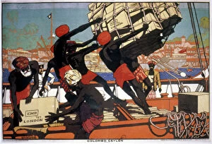 Images Dated 10th June 2010: Unloading cargo at Colombo. British Empire Marketing Board poster, 1928