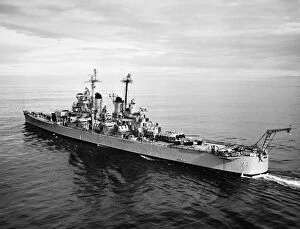 USS Helena, off the Coast of California prior to firing a Reclus I rocket, 1957
