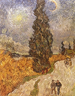VAN GOGH: CYPRESSES, 1889. Road with Cypresses. Oil on canvas by Vincent Van Gogh VAN GOGH: CYPRESSES, 1889. Road with Cypresses. Oil on canvas by Vincent Van Gogh
