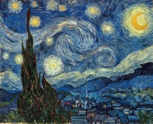 Art Prints: VAN GOGH: STARRY NIGHT. The Starry Night. Oil on canvas by Vincent Van Gogh, 1889