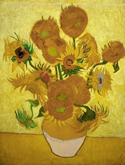 VAN GOGH: SUNFLOWERS, 1888. Vase with Fifteen Sunflowers. Oil on canvas, Vincent van Gogh VAN GOGH: SUNFLOWERS, 1888. Vase with Fifteen Sunflowers. Oil on canvas, Vincent van Gogh