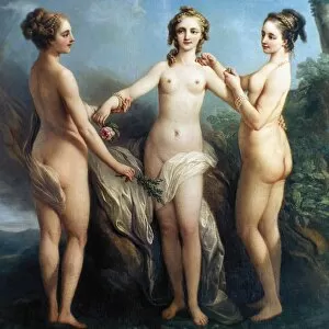 VANLOO: THREE GRACES. Oil on canvas by the French painter Carle Vanloo (1705-1765)