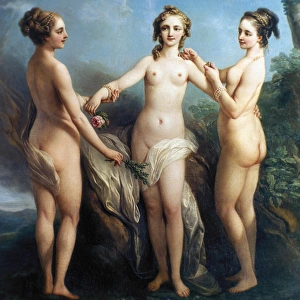 VANLOO: THREE GRACES. Oil on canvas by the French painter Carle Vanloo (1705-1765) VANLOO: THREE GRACES. Oil on canvas by the French painter Carle Vanloo (1705-1765)