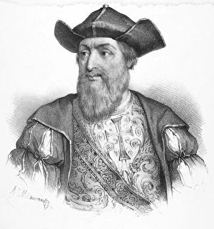 VASCO da GAMA (c1469-1524). Portuguese navigator. Lithograph, 19th century VASCO da GAMA (c1469-1524). Portuguese navigator. Lithograph, 19th century