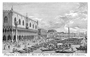 Gondola Gallery: VENICE: GRAND CANAL, 1735. Riva degli Schiavoni in Venice, Italy, looking east