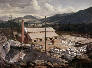 VERMONT: QUARRY, 1851. A Marble Quarry in Vermont. Oil on canvas by James Hope, 1851 VERMONT: QUARRY, 1851. A Marble Quarry in Vermont. Oil on canvas by James Hope, 1851