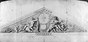 Architecture Collection: VERSAILLES: PEDIMENT, 1679. Study for the pediment of the Marble Court at Versailles
