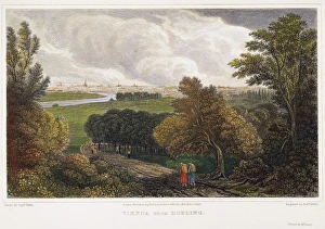 VIENNA, 1823. A view of Vienna from Dobling, Austria: steel engraving, 1823 VIENNA, 1823. A view of Vienna from Dobling, Austria: steel engraving, 1823