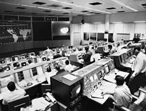 View of the Mission Operations Control Room at the Manned Spacecraft Center in Houston, Texas