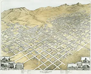 VIEW OF SALT LAKE CITY, UTAH. Salt Lake City, Utah Territory. Lithograph, 1870 VIEW OF SALT LAKE CITY, UTAH. Salt Lake City, Utah Territory. Lithograph, 1870