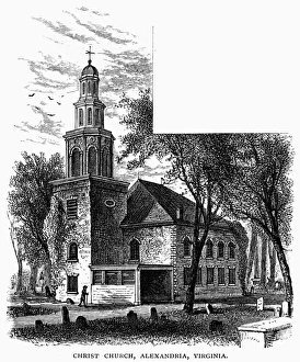VIRGINIA: ALEXANDRIA. Christ Church at Alexandria, Virginia. Wood engraving, American VIRGINIA: ALEXANDRIA. Christ Church at Alexandria, Virginia. Wood engraving, American