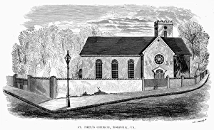 VIRGINIA: ST. PAUL'S CHURCH. St. Pauls Church at Norfolk, Virginia. Wood engraving VIRGINIA: ST. PAUL'S CHURCH. St. Pauls Church at Norfolk, Virginia. Wood engraving