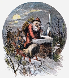 A VISIT FROM ST NICHOLAS. Engraving by Thomas Nast, 19th century A VISIT FROM ST NICHOLAS. Engraving by Thomas Nast, 19th century