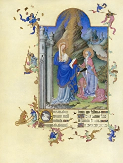 THE VISITATION. Illumination from the 15th century manuscript of the Tres Riches Heures THE VISITATION. Illumination from the 15th century manuscript of the Tres Riches Heures
