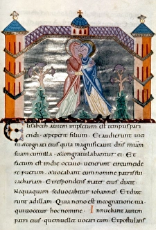 THE VISITATION. Illumination from a Gospel, early 11th century, Salzburg THE VISITATION. Illumination from a Gospel, early 11th century, Salzburg