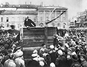 Vladimir Ilich Ulyanov, known as Lenin. Russian Communist leader. Lenin addressing a political rally in 1920