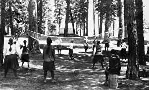 VOLLEYBALL, 1920. Girls at a YWCA camp at Fayette Lakes, Idaho VOLLEYBALL, 1920. Girls at a YWCA camp at Fayette Lakes, Idaho