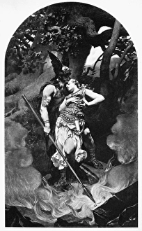 WAGNER: DIE WALKURE, 1856. Wotans farewell, a scene from Richard Wagners opera Die Walkure WAGNER: DIE WALKURE, 1856. Wotans farewell, a scene from Richard Wagners opera Die Walkure
