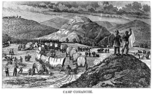 WAGON TRAIN, c1844. Camp Comanche. Engraving from Commerce of the Prairies by Josiah WAGON TRAIN, c1844. Camp Comanche. Engraving from Commerce of the Prairies by Josiah