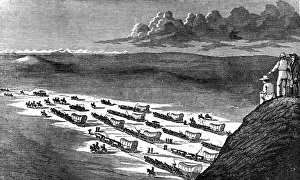 WAGON TRAIN, c1844. March of the Caravan. Engraving from Commerce of the Prairies by WAGON TRAIN, c1844. March of the Caravan. Engraving from Commerce of the Prairies by
