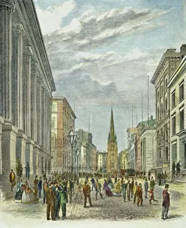 WALL STREET, NEW YORK CITY. Wall Street, New York City, looking west toward Trinity WALL STREET, NEW YORK CITY. Wall Street, New York City, looking west toward Trinity
