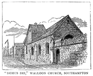WALLOON CHURCH, 1885. Domus Dei, a Walloon church in Southampton, England. Engraving WALLOON CHURCH, 1885. Domus Dei, a Walloon church in Southampton, England. Engraving