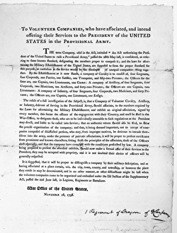 WAR WITH FRANCE, 1798. American broadside, 1 November 1798, ordering volunteer WAR WITH FRANCE, 1798. American broadside, 1 November 1798, ordering volunteer