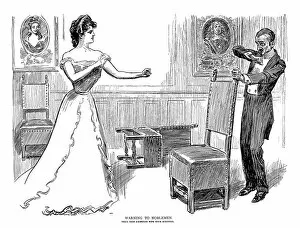 Warning To Noblemen. Treat Your American Wife With Kindness. Pen and ink drawing by Charles Dana Gibson, 1900