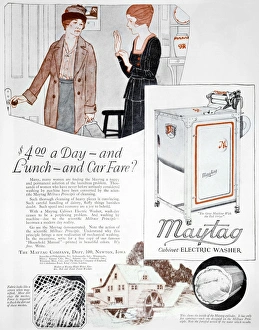 WASHING MACHINE AD, 1926. American magazine advertisement, 1926, for the Maytag electric washer