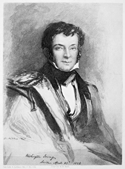 WASHINGTON IRVING (1783-1859). American writer. Engraving after a drawing by Sir David WASHINGTON IRVING (1783-1859). American writer. Engraving after a drawing by Sir David