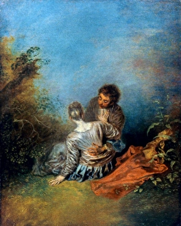 WATTEAU: FALSE STEP, c1717. The False Step or, The Lucky Stumble. Oil on canvas by Antoine Watteau WATTEAU: FALSE STEP, c1717. The False Step or, The Lucky Stumble. Oil on canvas by Antoine Watteau