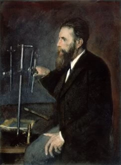 Nobel Prize Laureate Gallery: W.C. ROENTGEN (1845-1923). German physicist. Oil over a photograph