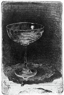 WHISTLER: WINE GLASS. The Wine Glass. Etching, James A. McNeill Whistler, c1880 WHISTLER: WINE GLASS. The Wine Glass. Etching, James A. McNeill Whistler, c1880