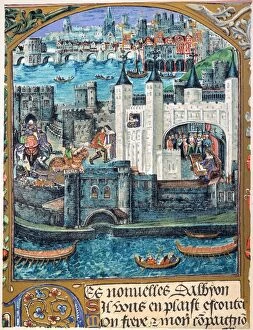 Tower of London Gallery: WHITE TOWER OF LONDON from a manuscript of the poems of Charles d Orleans