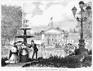 WIESBADEN CASINO, 1871. The Kurhaus and casino at Wiesbaden, Germany. Engraving WIESBADEN CASINO, 1871. The Kurhaus and casino at Wiesbaden, Germany. Engraving