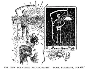 WILHELM CONRAD ROENTGEN (1845-1923). German physicist. An American cartoon, c1900 WILHELM CONRAD ROENTGEN (1845-1923). German physicist. An American cartoon, c1900