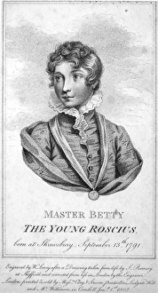 WILLIAM HENRY WEST BETTY (1791-1874). English actor. Copper engraving by William Leney after a drawing from life by J WILLIAM HENRY WEST BETTY (1791-1874). English actor. Copper engraving by William Leney after a drawing from life by J