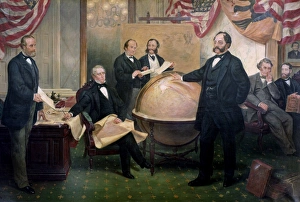 WILLIAM SEWARD (1801-1872). American statesman. The signing of the Alaska Purchase WILLIAM SEWARD (1801-1872). American statesman. The signing of the Alaska Purchase