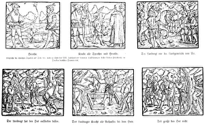 WILLIAM TELL. Legendary Swiss hero. Woodcuts from Jakob Ruffs version Von dem WILLIAM TELL. Legendary Swiss hero. Woodcuts from Jakob Ruffs version Von dem