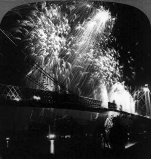 Fireworks Collection: WILLIAMSBURG BRIDGE, c1904. A display of fireworks to celebrate the opening of the bridge